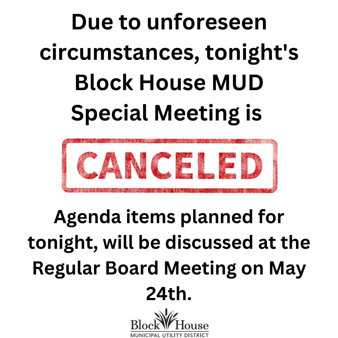 Special Meeting canceled